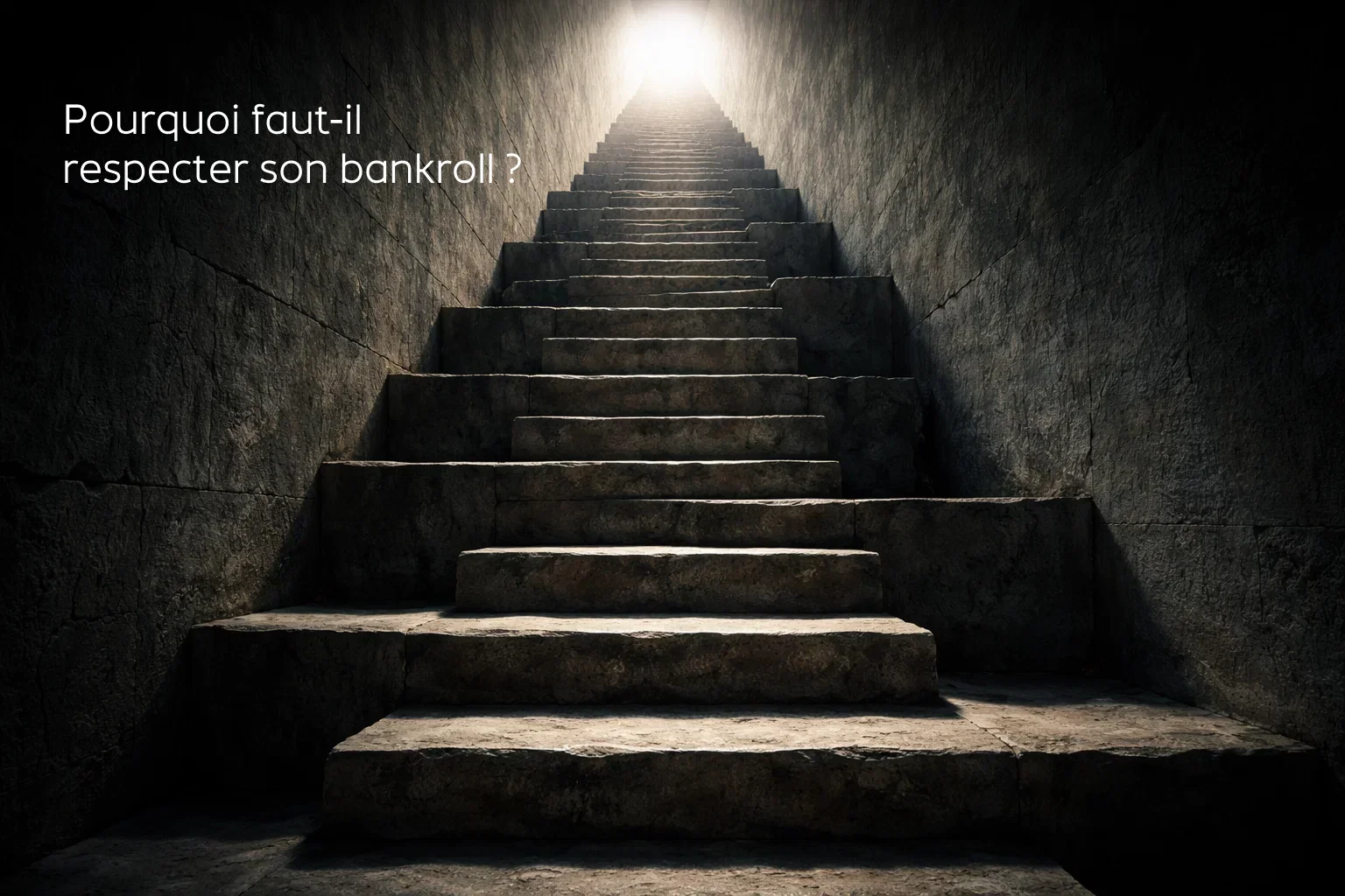 Escalier ascendant abrupt symbolisant la progression exponentielle des mises