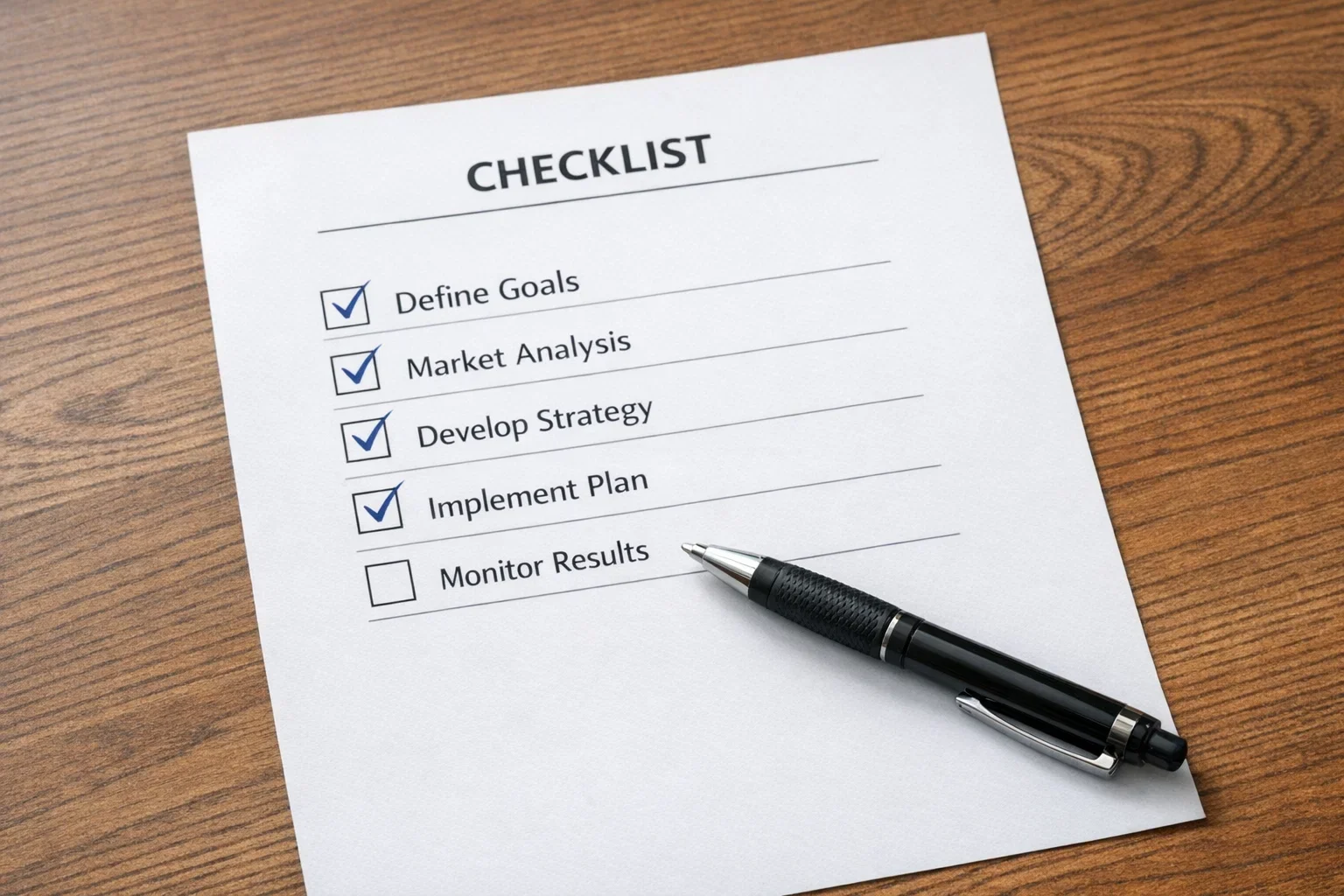 Liste de contrôle avec des étapes cochées pour implémenter le flat betting