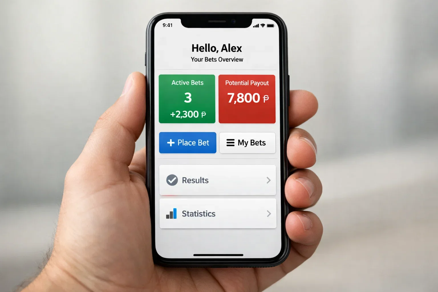 Interface épurée d'une application sur écran de téléphone