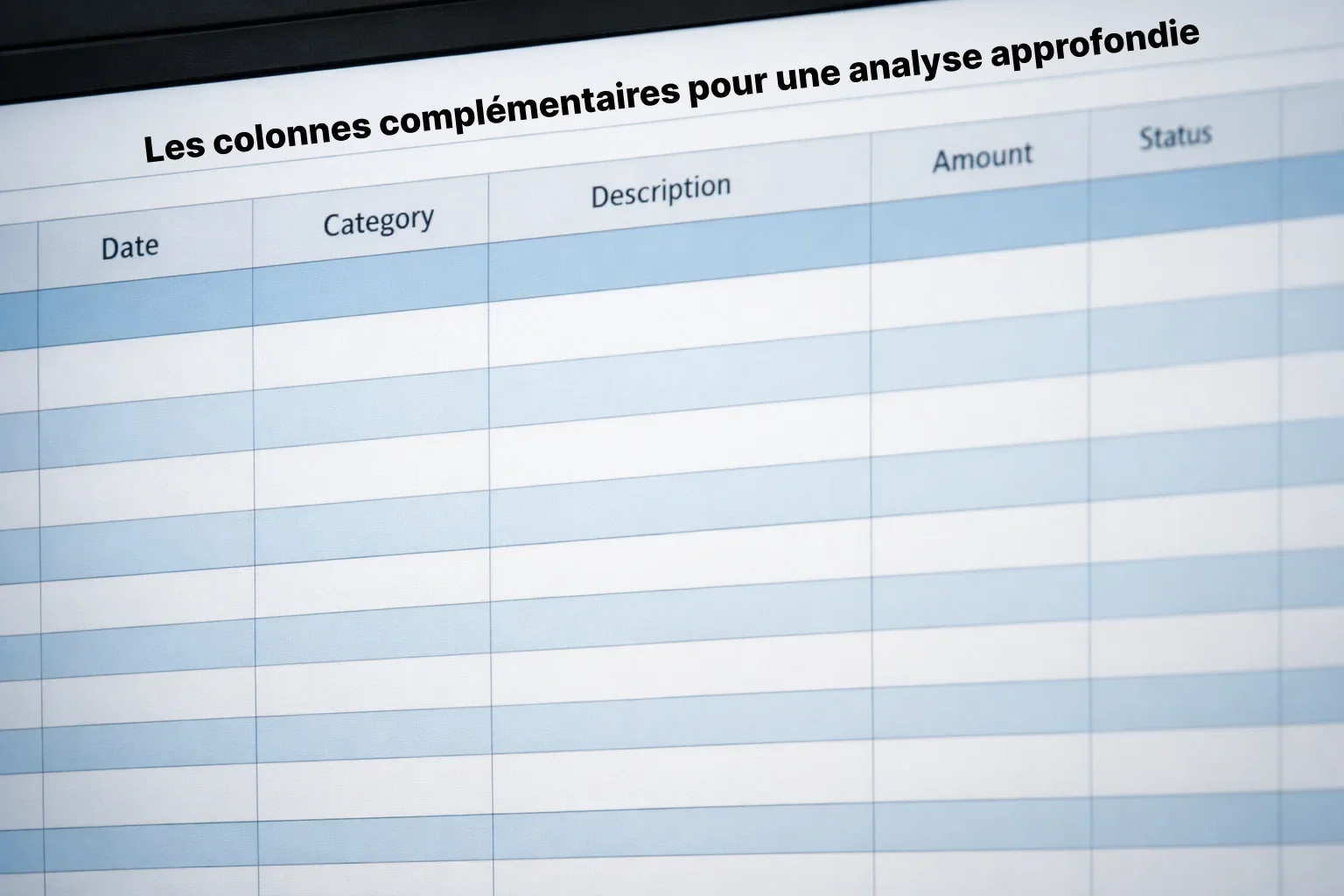 Gros plan sur des colonnes de tableur bien organisées