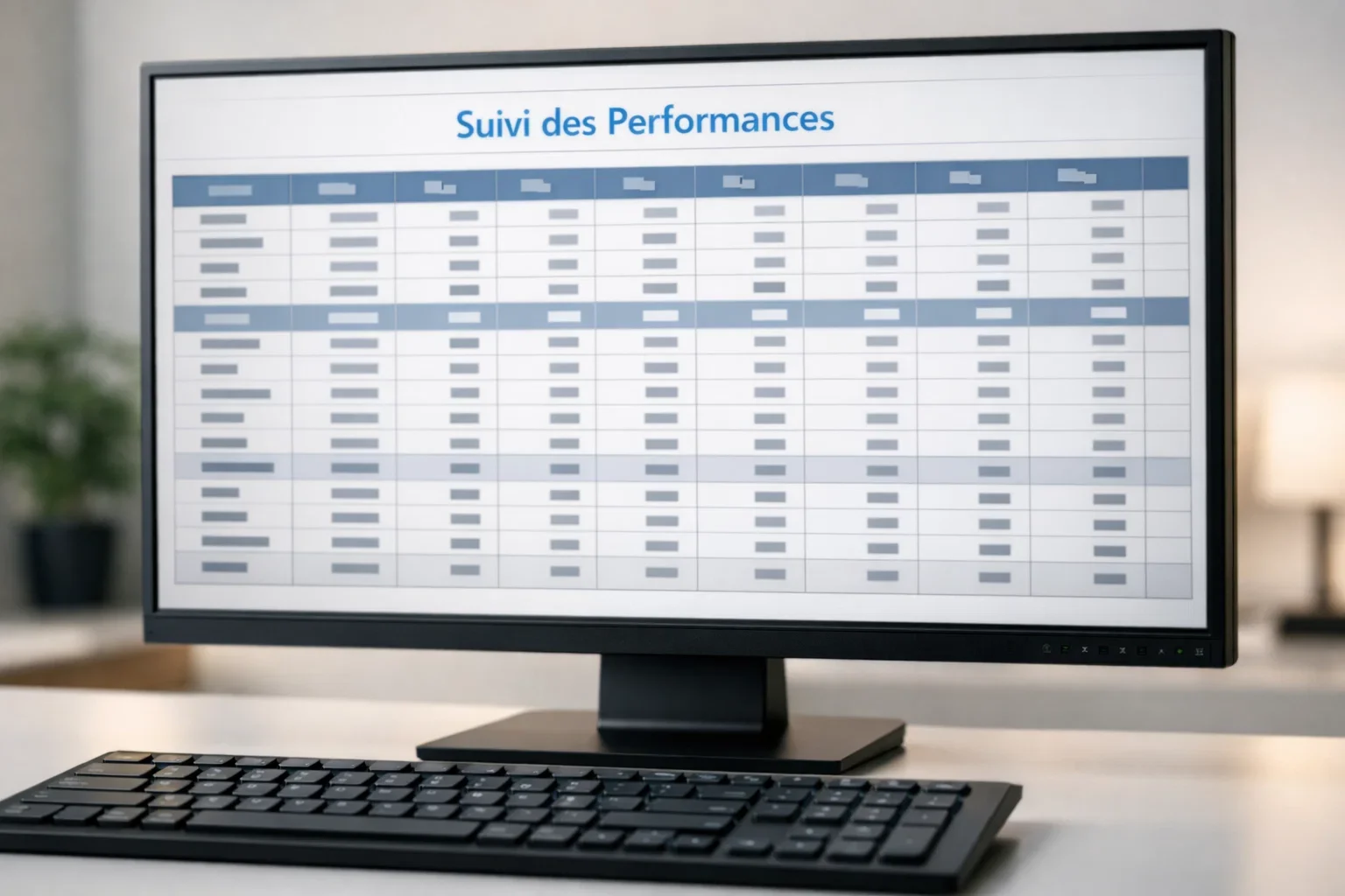 Écran d'ordinateur affichant un tableur avec des données organisées