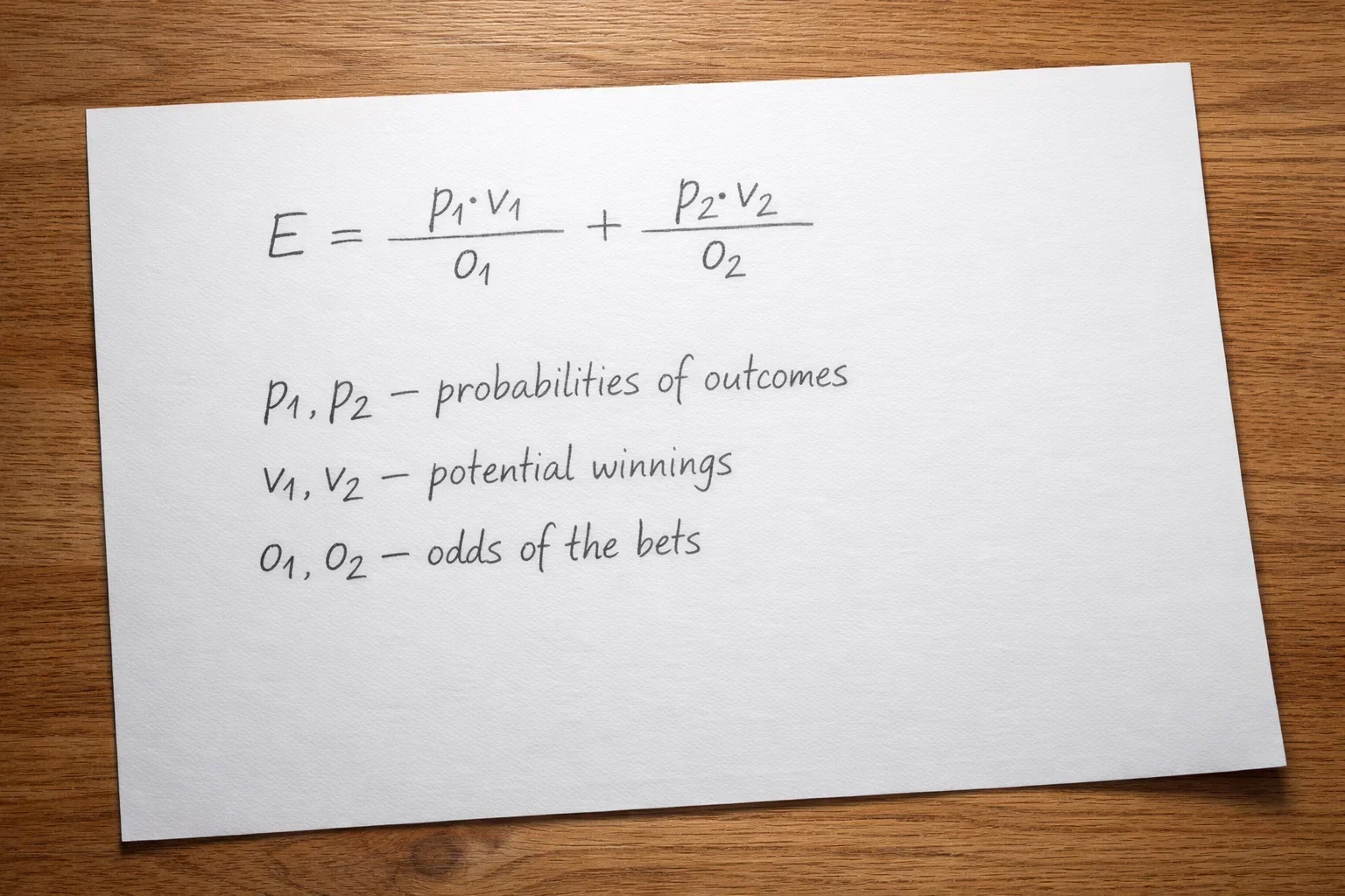 Formule mathématique écrite sur papier avec des annotations