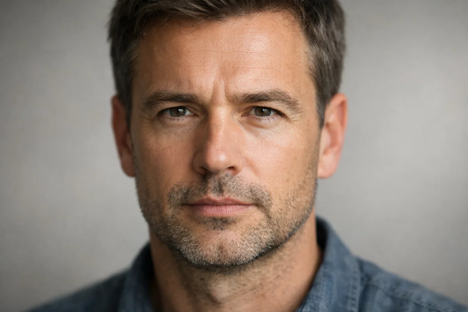 Visage montrant une expression de concentration et de maîtrise de soi