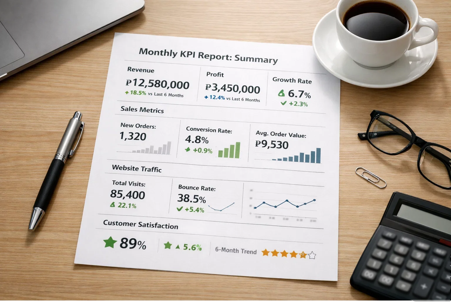 Tableau récapitulatif montrant des statistiques et un résumé de performance