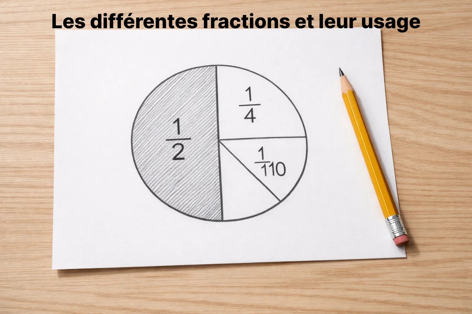 Diagramme montrant différentes portions d'un cercle représentant les fractions