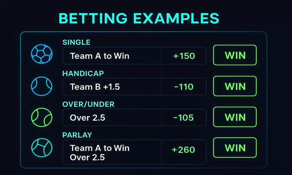 Tableau de bord montrant des exemples de paris avec calculs Kelly