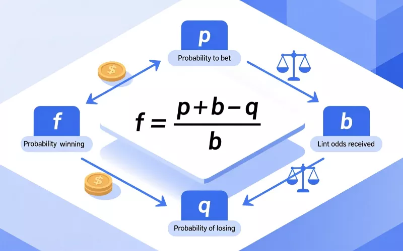 Explication visuelle de la formule du critère de Kelly avec variables détaillées